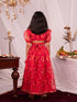 Girl's' Pink Printed Organza Lehenga Set